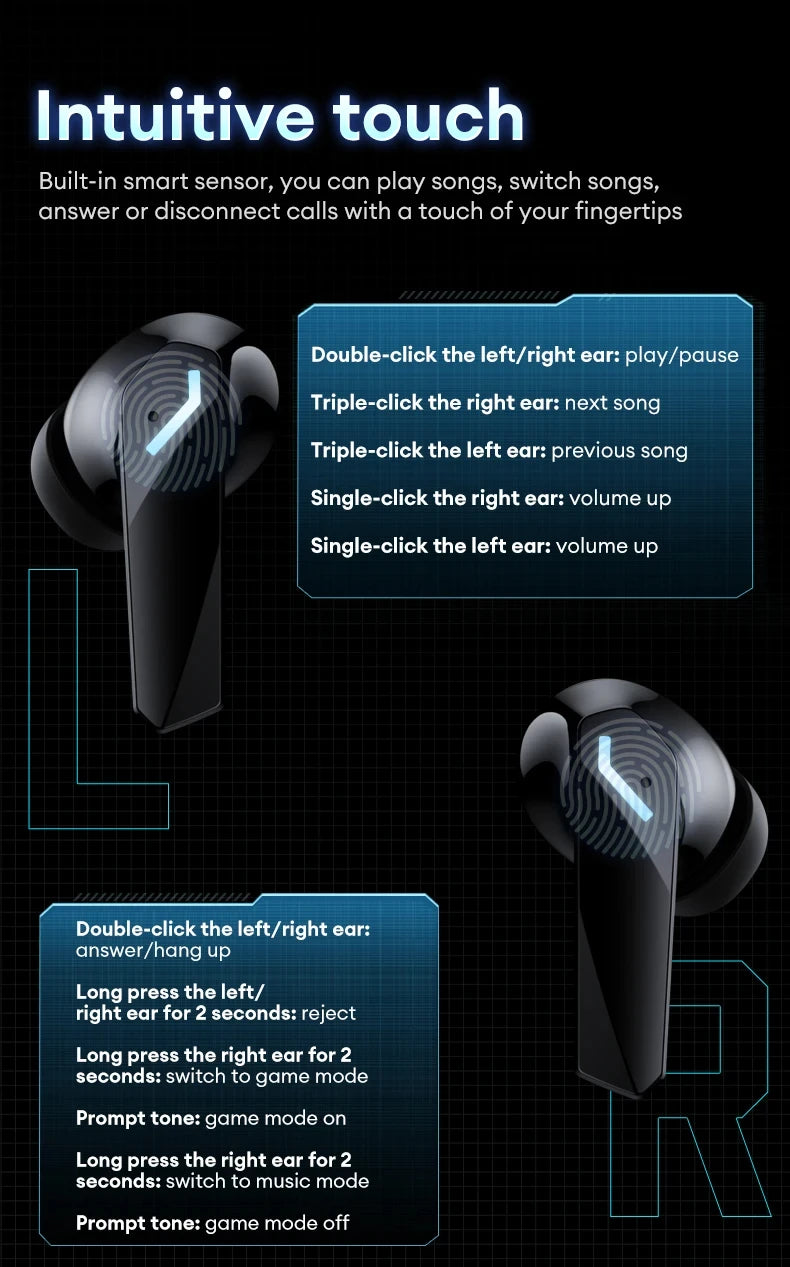 New Lenovo XT53 Wireless Upgrade Bluetooth 5.4 Earphones LED Digital Display Waterproof Headphones Low Latency Gaming Earbuds