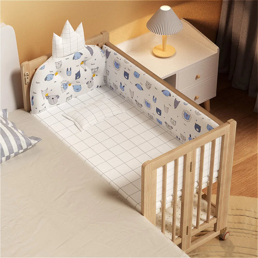 New Fashion 5 in 1 Multifunctional Solid Wood Foldable Baby Cot Adjustable Next to Me Baby Bed Crib