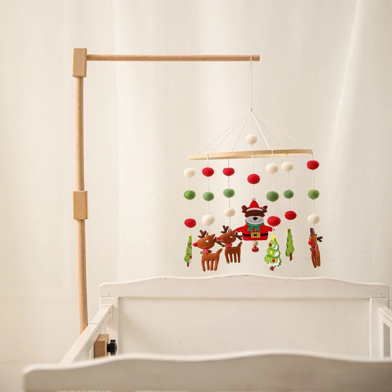 Baby Wooden Crib Mobile Bed Bell Hanging Rattle Toy Newborn Music Box Bed Bell Hanging Toys Holder Bracket Infant Crib Baby Gift
