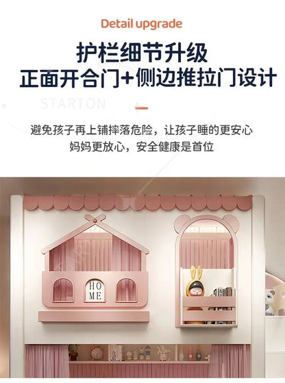 Baby Crib Bassinet, Childrens Toddler Bunk Bed, Montessori Trundle Princess Wooden Hut, Mezzanine Cradle Camas Ninos