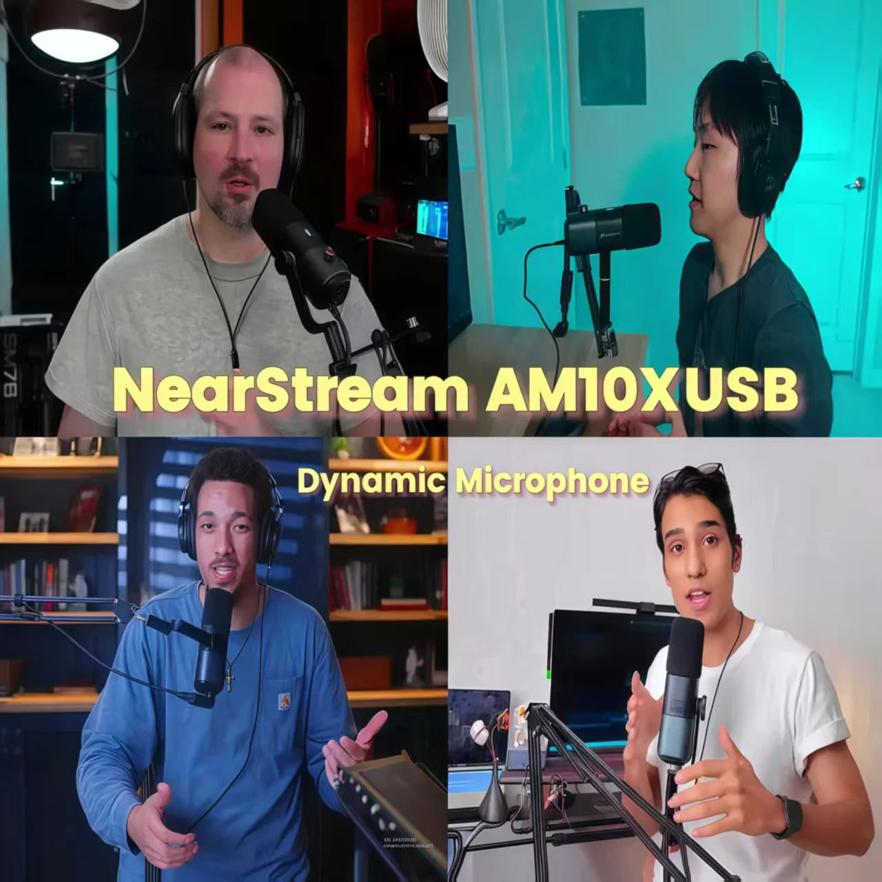 NearStream USB XLR Dynamic Microphone Boom Arm Professional PC Mic for Gaming Studio Set Podcast Recording Streaming Microphone