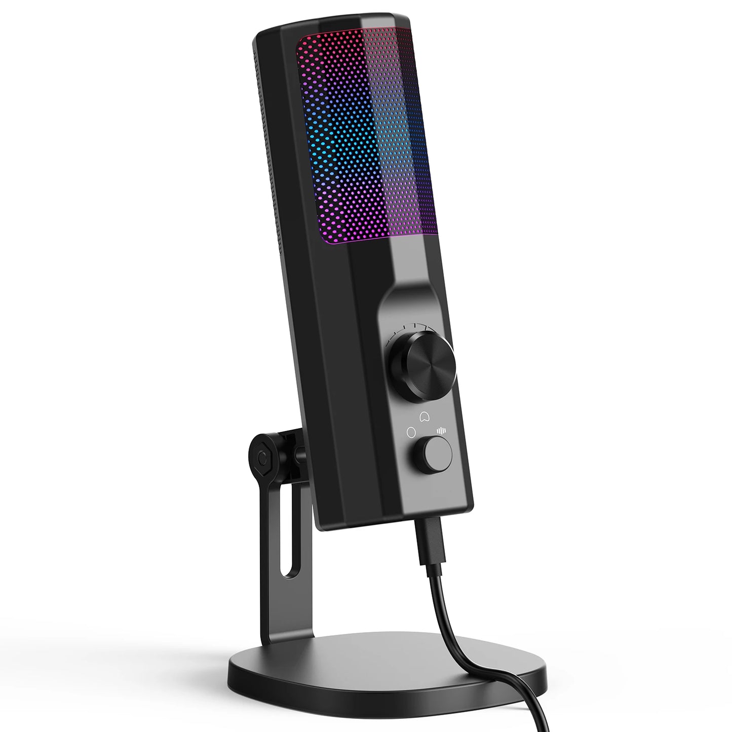 3.5mm Condenser Microphone with ENC Noise Cancelling, RGB LED Lighting, Compatible with PC/PS4/PS5/Mac/Android, Ideal for Stream