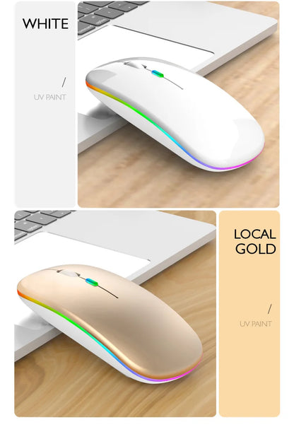 HOMEFISH PHONEPACE Dual Mode Wireless Mouse 2.4G Bluetooth Rechargeable Silent LED Backlit Optical Mice for PC Laptop