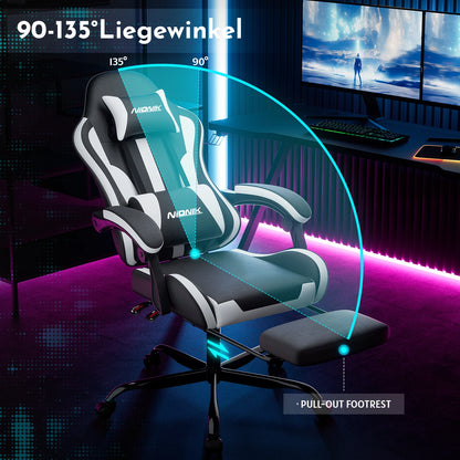 Gaming chair with Massage Ergonomic Desk chair Footrest Headrest Rotary chair for office and Gamers
