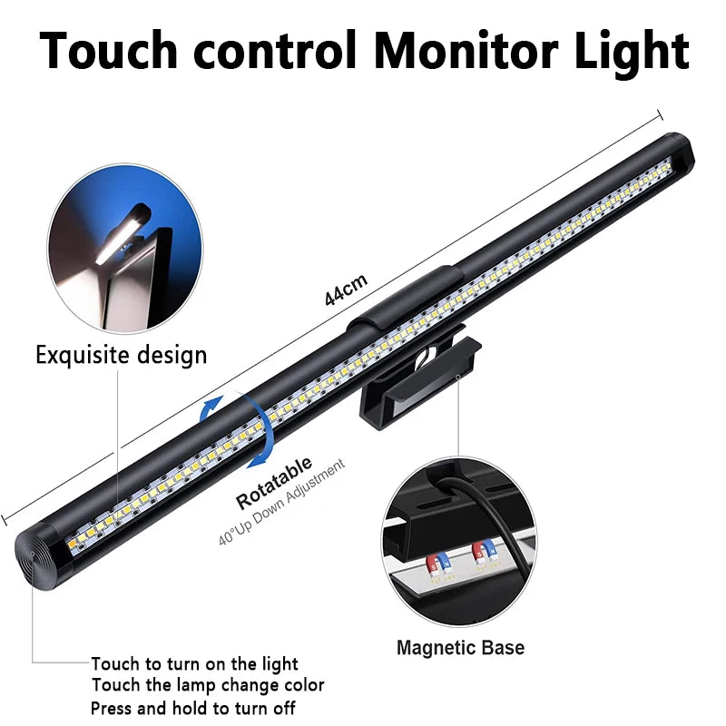 RGB 30cm Monitor Hanging Lamp – Stepless Dimmable LED Screen Bar for Work & Gaming & Study