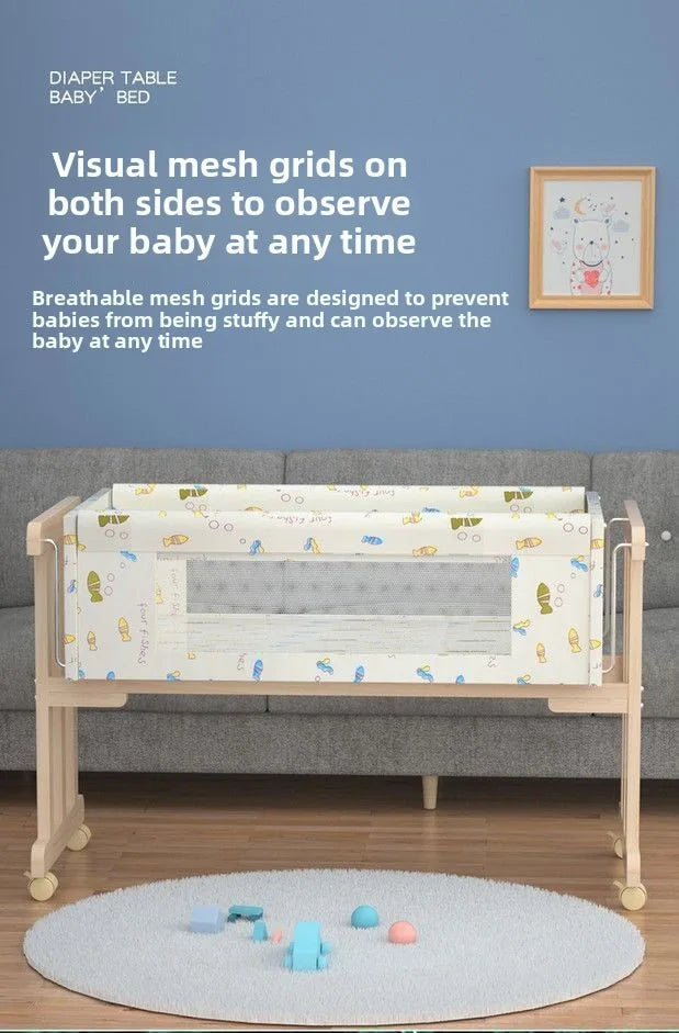 85Cm long simple solid wood baby crib