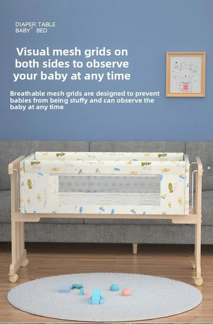85Cm long simple solid wood baby crib