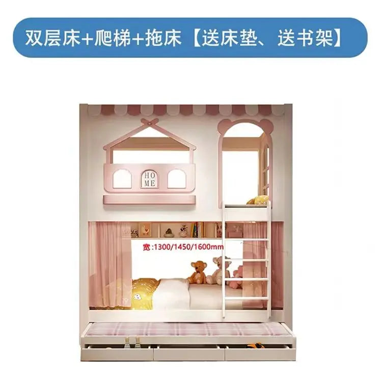 Baby Crib Bassinet, Childrens Toddler Bunk Bed, Montessori Trundle Princess Wooden Hut, Mezzanine Cradle Camas Ninos