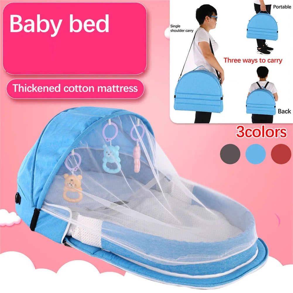 Portable Folding Baby Crib With Net And Awning Nest Baby Bed For Camping Infant Bed Bassinet For Baby