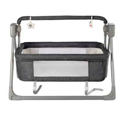Gray/Khaki Electric Cradle Baby Swing Bed, Automatic Rocking Recliner Crib Basket, Music Remoter Control Sleeping Basket Cot
