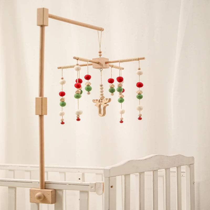 Baby Wooden Crib Mobile Bed Bell Hanging Rattle Toy Newborn Music Box Bed Bell Hanging Toys Holder Bracket Infant Crib Baby Gift