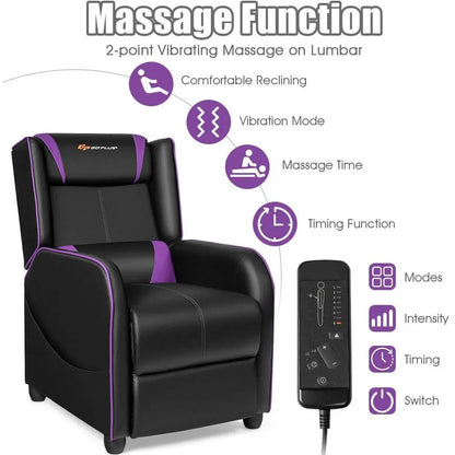 Ergonomic PU Leather Gaming Recliner Chair with Footrest, Adjustable Living Room Recliner for Home Theater