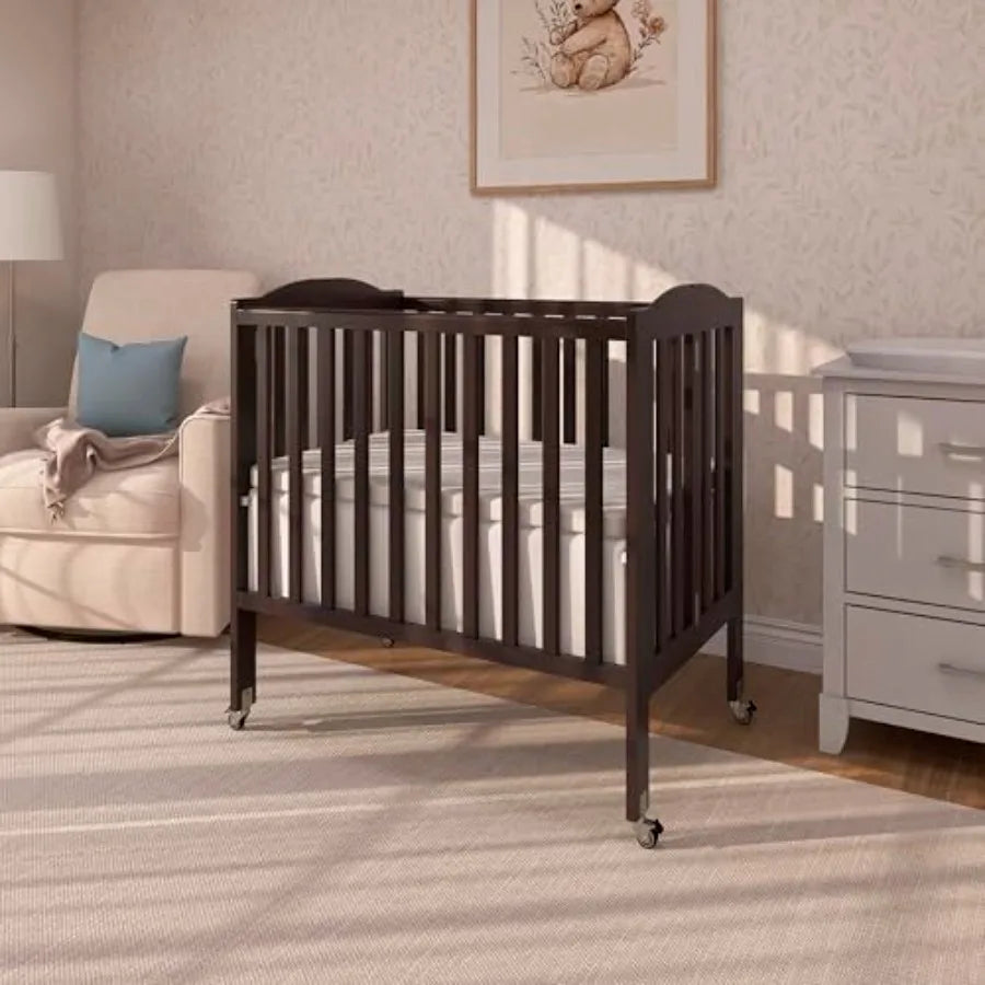 Dream On Me 2-in-1 Portable Mini Crib, Non-Full Size Baby Crib for Small Spaces, 2 Mattress Heights, Compact Travel Design, Inc
