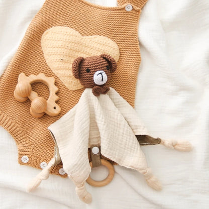 Soft Appease Towel Baby Rattle Crochet Animals Toy Soothe Reassure Sleeping Blankie Towel Lathe Hanging Educational Toddler Toys