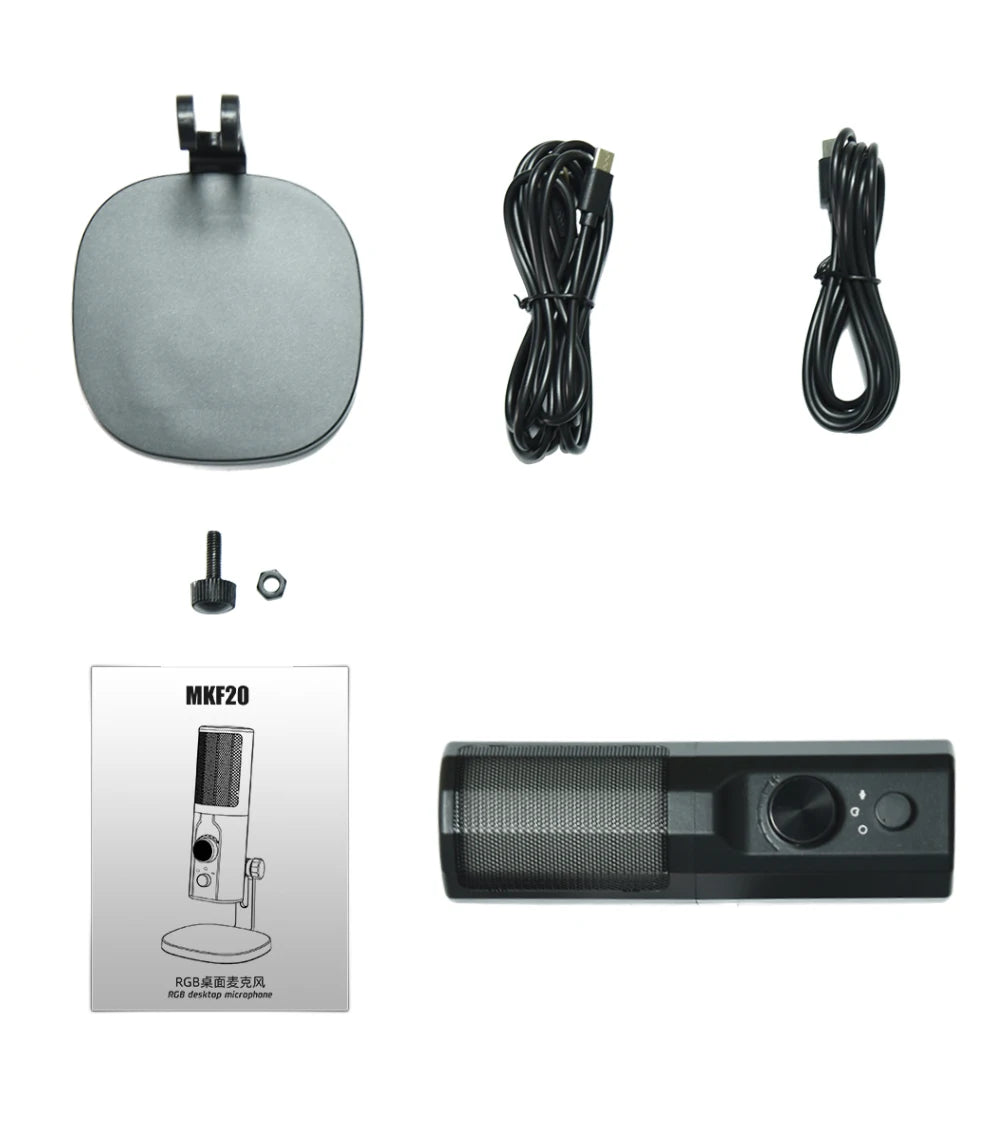 3.5mm Condenser Microphone with ENC Noise Cancelling, RGB LED Lighting, Compatible with PC/PS4/PS5/Mac/Android, Ideal for Stream