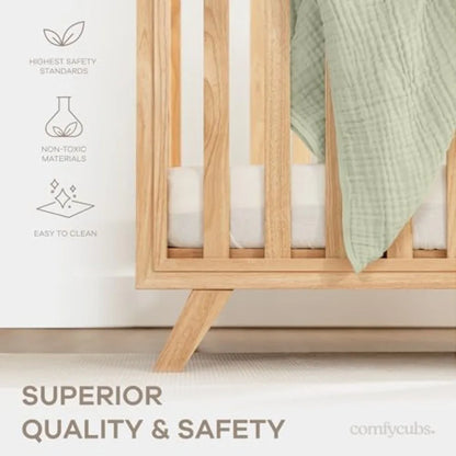 Comfy Cubs Baby Crib for 0 to 3 Years - Adjustable Mattress Height, en Crib for Baby, Elegant Nursery Furniture, Designed in Th