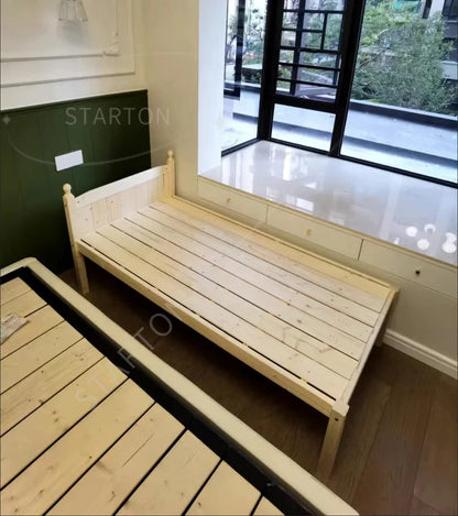 Children's Splicing Bed Wider Solid Wood Frame with Guardrail Baby Single Bed Kids' Crib Safety and Comfort