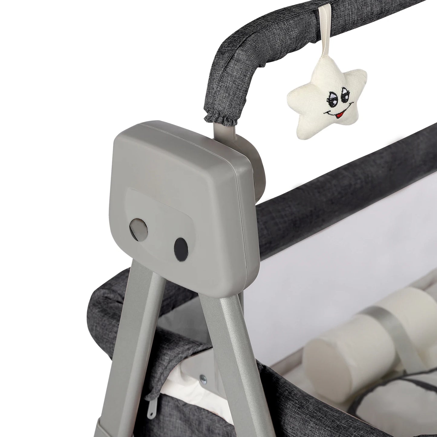 Gray/Khaki Electric Cradle Baby Swing Bed, Automatic Rocking Recliner Crib Basket, Music Remoter Control Sleeping Basket Cot