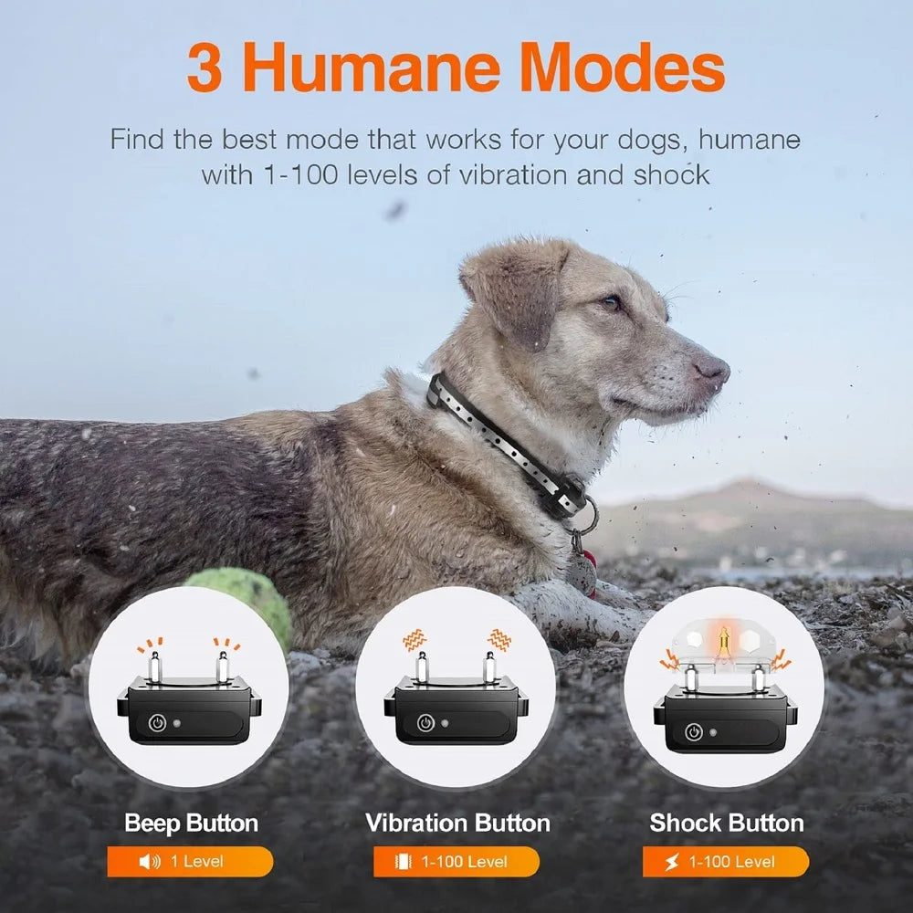 1000M Dog Training Collar ,Universal Dog Bark Collar,Waterproof Rechargeable ,Dog Shock Collar with Remote and Auto Modes Collar