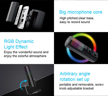 3.5mm Condenser Microphone with ENC Noise Cancelling, RGB LED Lighting, Compatible with PC/PS4/PS5/Mac/Android, Ideal for Stream