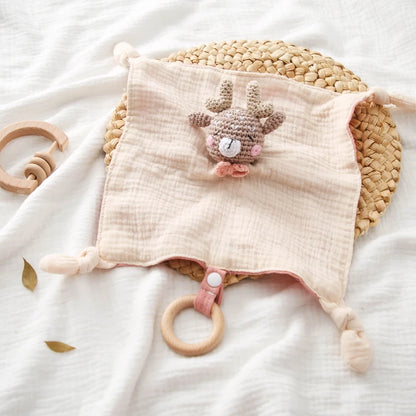 Soft Appease Towel Baby Rattle Crochet Animals Toy Soothe Reassure Sleeping Blankie Towel Lathe Hanging Educational Toddler Toys