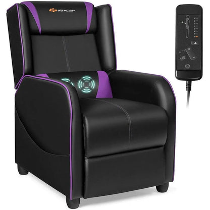 Ergonomic PU Leather Gaming Recliner Chair with Footrest, Adjustable Living Room Recliner for Home Theater