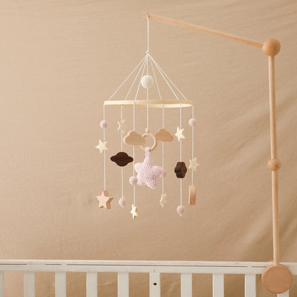 Baby Wooden Crib Mobile Bed Bell Hanging Rattle Toy Newborn Music Box Bed Bell Hanging Toys Holder Bracket Infant Crib Baby Gift