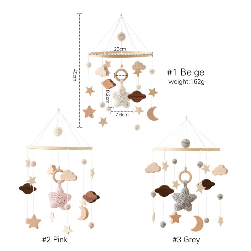 Baby Wooden Crib Mobile Bed Bell Hanging Rattle Toy Newborn Music Box Bed Bell Hanging Toys Holder Bracket Infant Crib Baby Gift