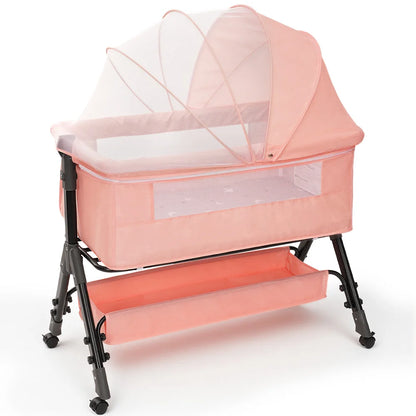 Bassinet for Baby Baby Bassinet Bedside Portable Newborn Bedside Sleeper Crib 360° Visible Mesh Window Soft Washable Liner Cover