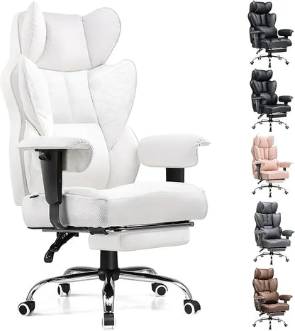 Big and Tall Office Chair 400LBS Wide Ergonomic Gaming Chair with Deluxe Embossing Designed Leather with Foot Rest,150°Reclinin