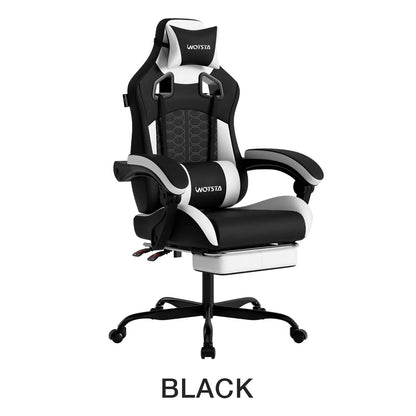WOTSTA Gaming Chair with Footrest, Lumbar Support, Adjustable Height, Swivel Seat, Headrest ,For Office or Gaming