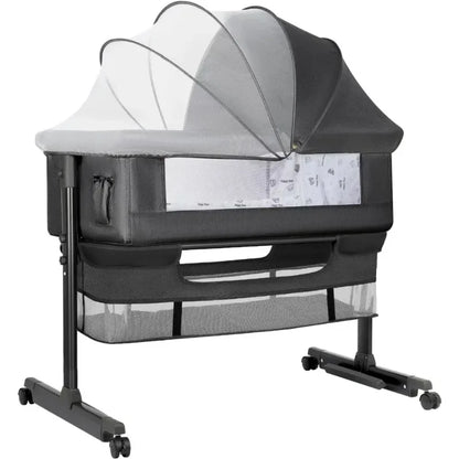 Baby Bassinet, Baby Basinet Bedside Sleeper, Easy to Fold Portable Crib Side Bassinet Style Girl/boy bassinets (Dark Gra