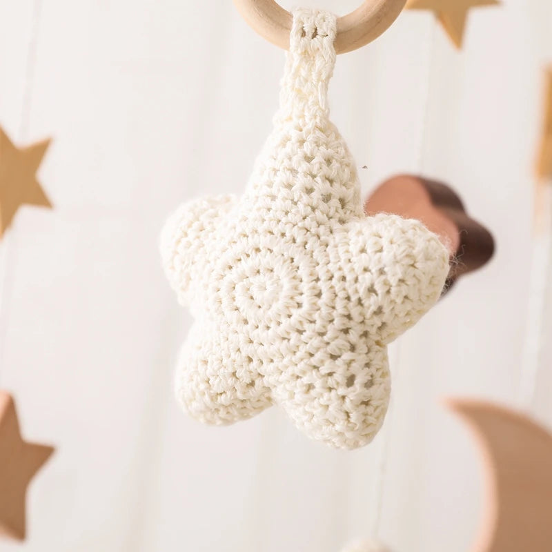 Baby Wooden Crib Mobile Bed Bell Hanging Rattle Toy Newborn Music Box Bed Bell Hanging Toys Holder Bracket Infant Crib Baby Gift