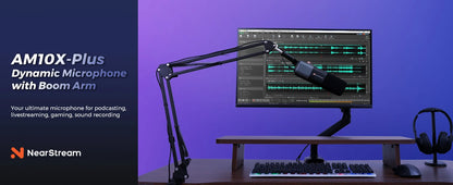NearStream USB XLR Dynamic Microphone Boom Arm Professional PC Mic for Gaming Studio Set Podcast Recording Streaming Microphone