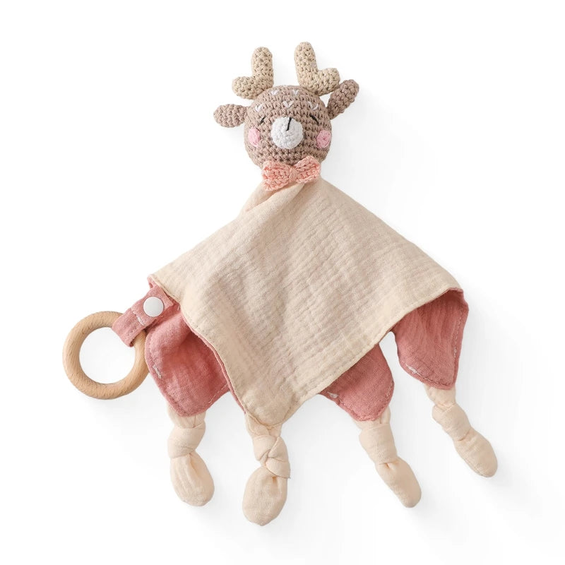 Soft Appease Towel Baby Rattle Crochet Animals Toy Soothe Reassure Sleeping Blankie Towel Lathe Hanging Educational Toddler Toys