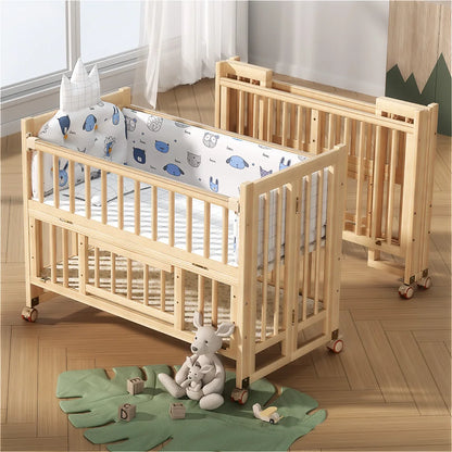 New Fashion 5 in 1 Multifunctional Solid Wood Foldable Baby Cot Adjustable Next to Me Baby Bed Crib