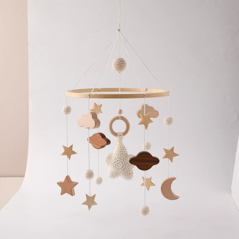 Baby Wooden Crib Mobile Bed Bell Hanging Rattle Toy Newborn Music Box Bed Bell Hanging Toys Holder Bracket Infant Crib Baby Gift