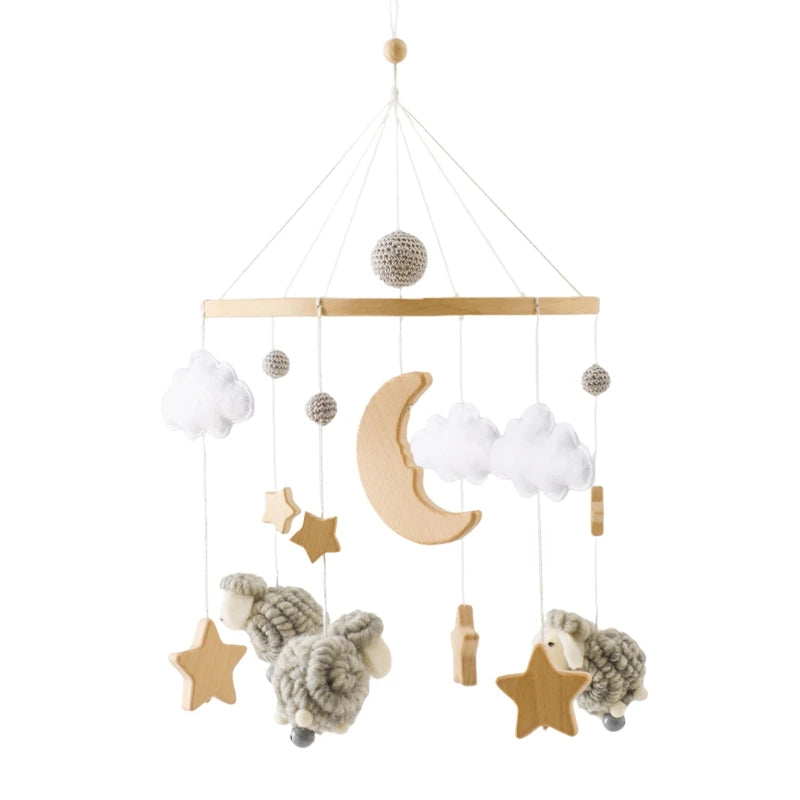 Baby Wooden Crib Mobile Bed Bell Hanging Rattle Toy Newborn Music Box Bed Bell Hanging Toys Holder Bracket Infant Crib Baby Gift