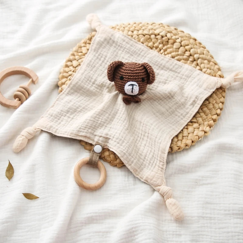Soft Appease Towel Baby Rattle Crochet Animals Toy Soothe Reassure Sleeping Blankie Towel Lathe Hanging Educational Toddler Toys
