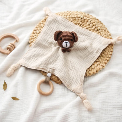 Soft Appease Towel Baby Rattle Crochet Animals Toy Soothe Reassure Sleeping Blankie Towel Lathe Hanging Educational Toddler Toys
