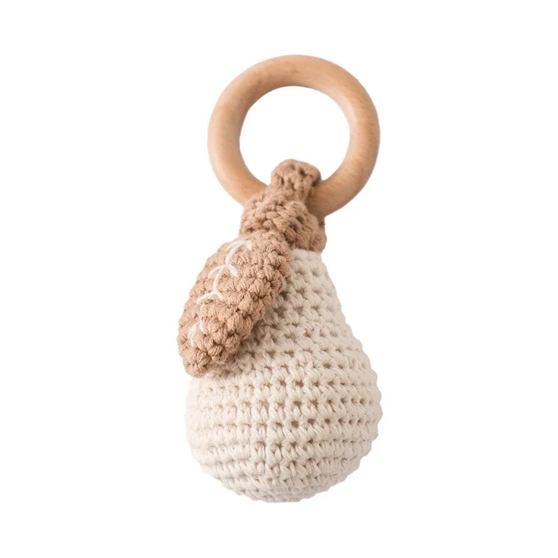 1Pc Customized Baby Teether Wooden Bracelet Crochet Rattle Toys BPA Free Crochet Lemon Bunny Rodent Rattle Newborn Toys Gift