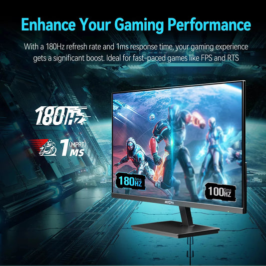 New ARZOPA 27 inch monitor 180hz gaming monitor QHD 2K Monitor for PC,2560*1400,Fast IPS,with Type-C,Samsung DeX mode,FreeSync