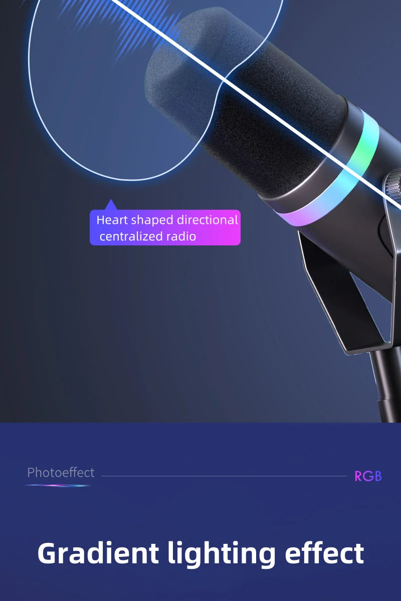 Bluedio S3000 USB/XLR Dynamic Microphone With Headphone Jack/RGB/Mute for Mixer PC Gaming Recording Streaming PS5/4 AmpliGame