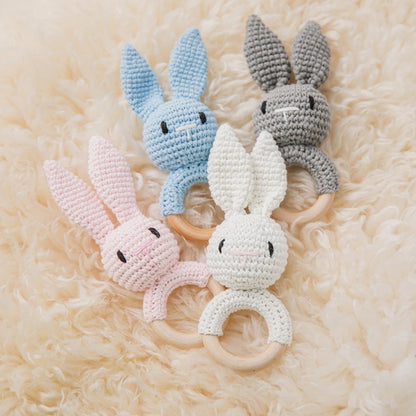 1Pc Customized Baby Teether Wooden Bracelet Crochet Rattle Toys BPA Free Crochet Lemon Bunny Rodent Rattle Newborn Toys Gift