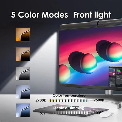 RGB 30cm Monitor Hanging Lamp – Stepless Dimmable LED Screen Bar for Work & Gaming & Study