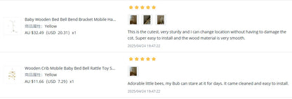 Wooden Crib Mobile Baby Bed Bell Rattle Toy Soft Felt Cartoon Bear Mobile bracket Newborn Music Box Bed Bell Hanging Bracket Toy