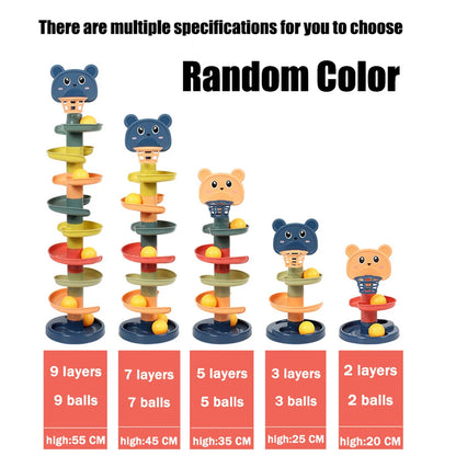 Baby Toys Rolling Ball Pile Tower Early Educational Toy For Babies Rotating Track Educational Baby Gift Stacking Toy For Kids
