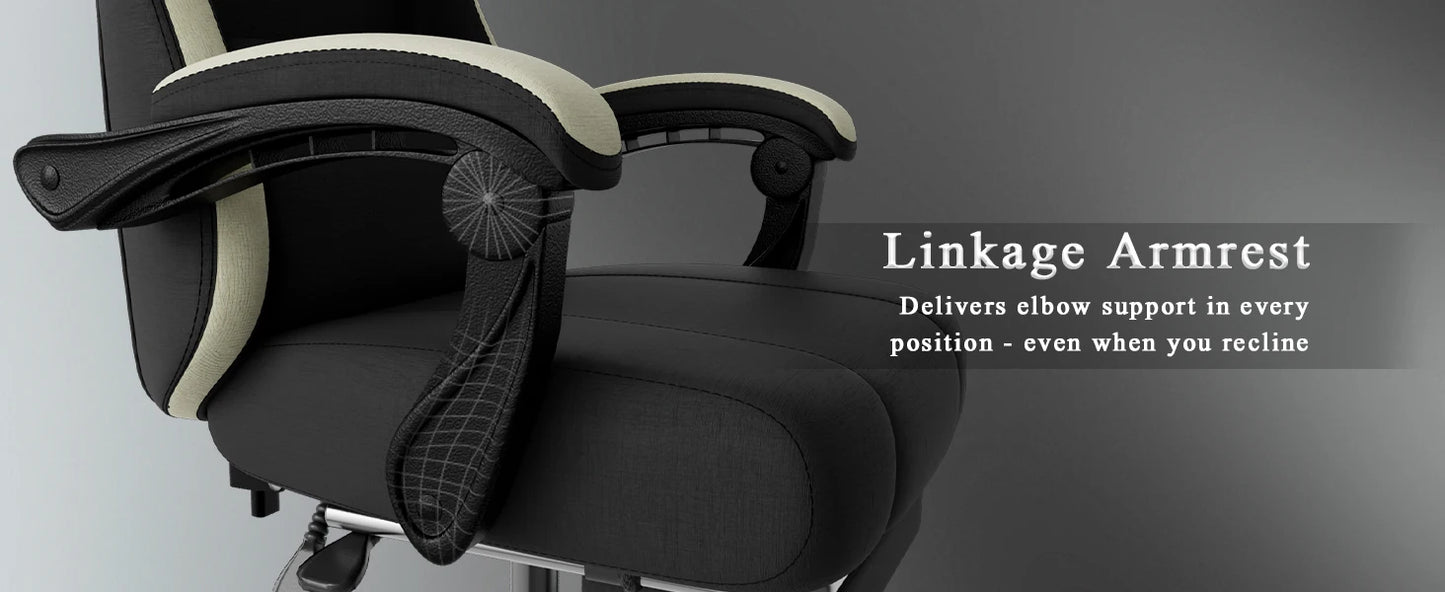 Ergonomic Gaming Chair with Individually Wrapped Spring Cushioning Breathable Fabric Adjustable Lumbar Support for