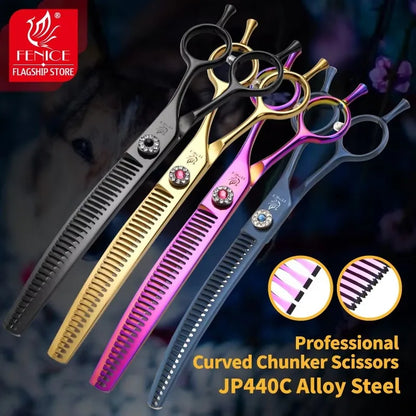 Fenice High-end 7.25 inch Professional Pet Dog Grooming Scissors Curved Thinning Chunker Shears for tijeras peluquería canina