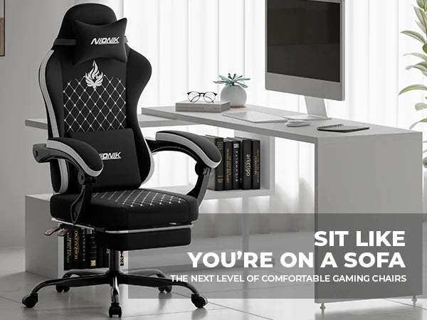 Gaming Chair with Footrest, Ergonomic Computer Chair with Headrest and Lumbar Support，Office Chair with Linkage Armrests